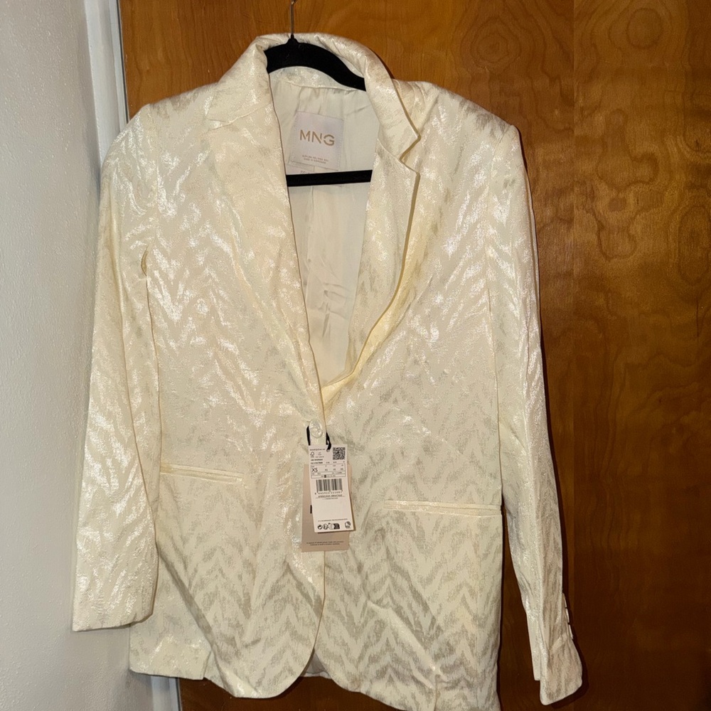 Mango Women's Shimmering Cream Blazer
